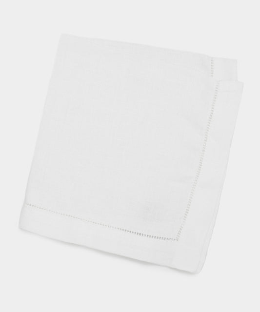Italian Linen Ajour Edge Pocket Square - White