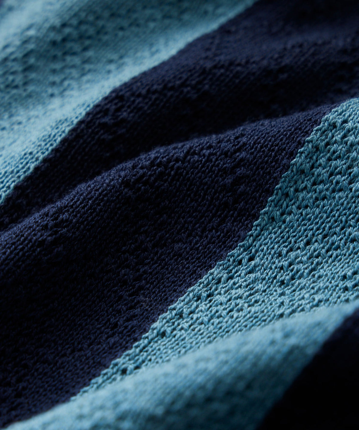 Silk-Cotton Striped Full-Placket Sweater Polo - Sail Blue