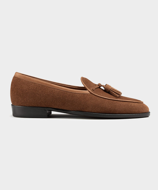 Baudoin & Lange Exclusive Suede Seine Tassel Loafer - Tan