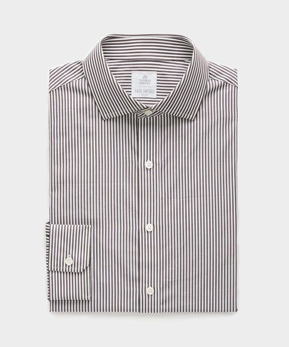 Spread Collar Poplin Dress Shirt - Brown