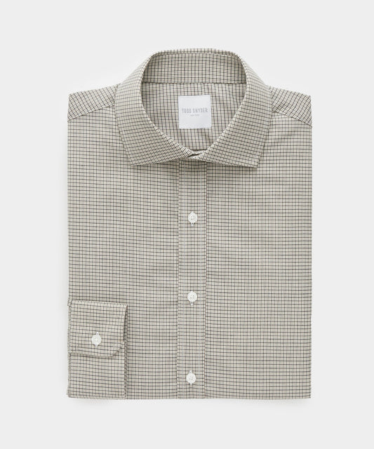 Brown Tattersall Merino Dress Shirt - Brown