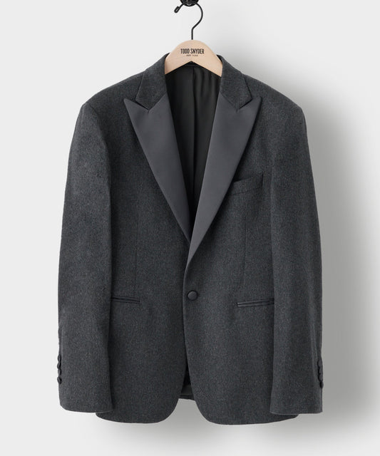 Italian Cashmere Peak Lapel Tuxedo Jacket - Grey
