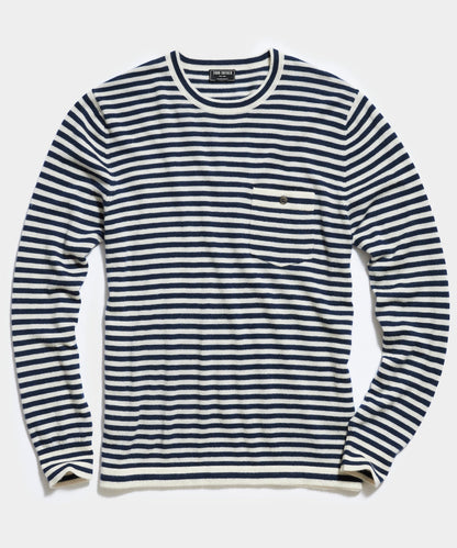 Premium Cashmere Pocket Tee - Navy