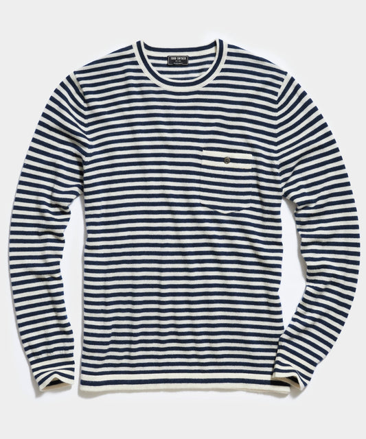 Premium Cashmere Pocket Tee - Navy