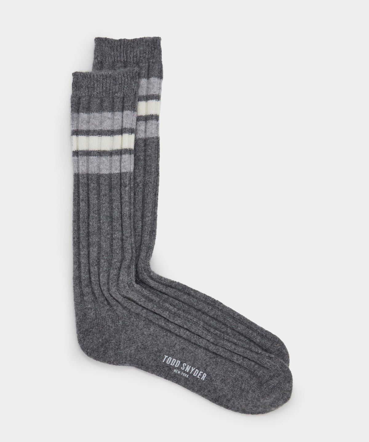Cashmere Striped Sock - Charcoal Heather
