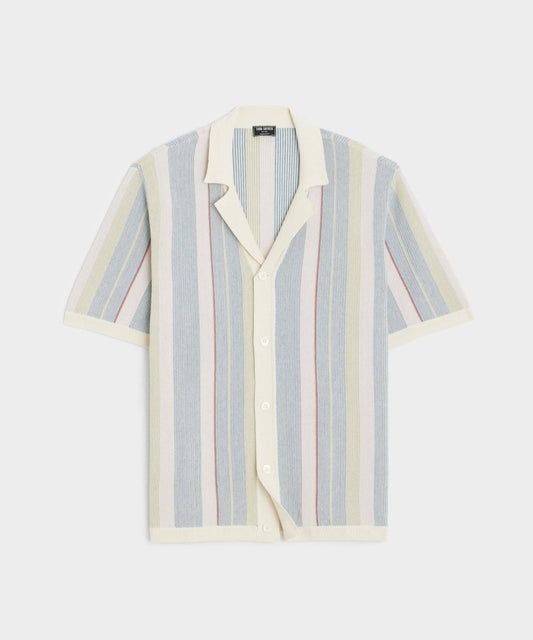 Cotton Silk Stripe Bungalow Polo - Dusty Lavender