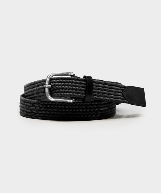 Cotton Stretch Braided Belt - Black