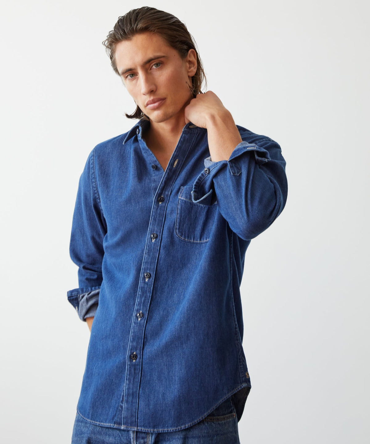 Denim Point Collar Shirt - Indigo