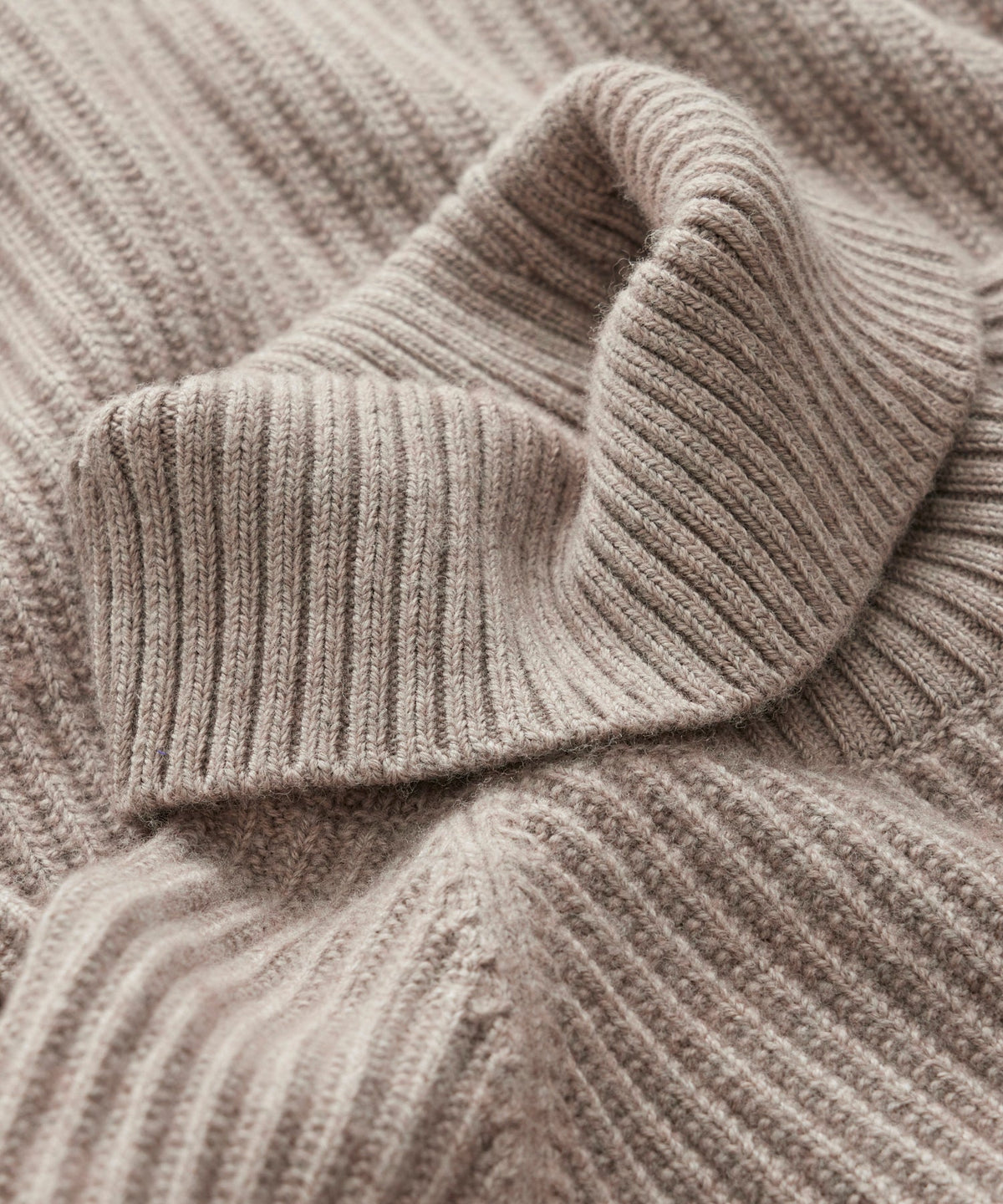 Fisherman Stitch Ribbed Turtleneck - Desert Beige