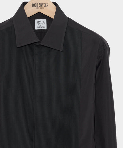 Hamilton + Todd Snyder Cotton Pleated Spread Collar Tuxedo Shirt - Black