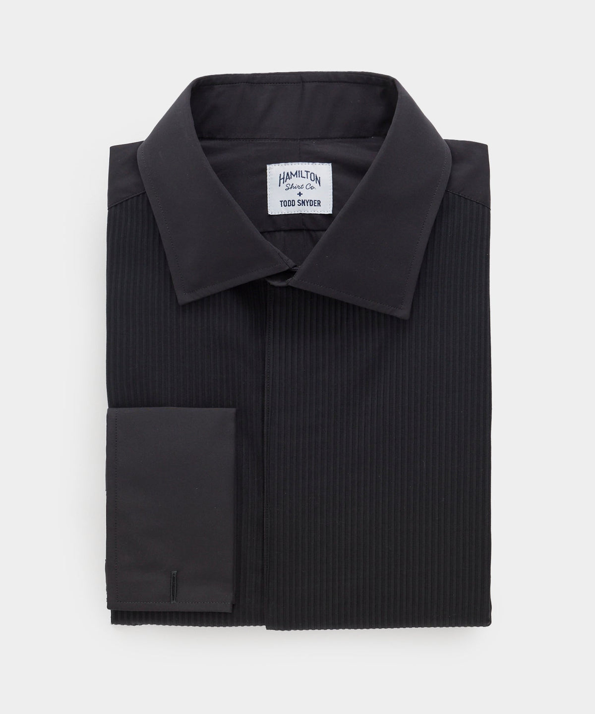 Hamilton + Todd Snyder Cotton Pleated Spread Collar Tuxedo Shirt - Black