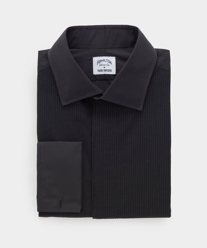 Hamilton + Todd Snyder Cotton Pleated Spread Collar Tuxedo Shirt - Black