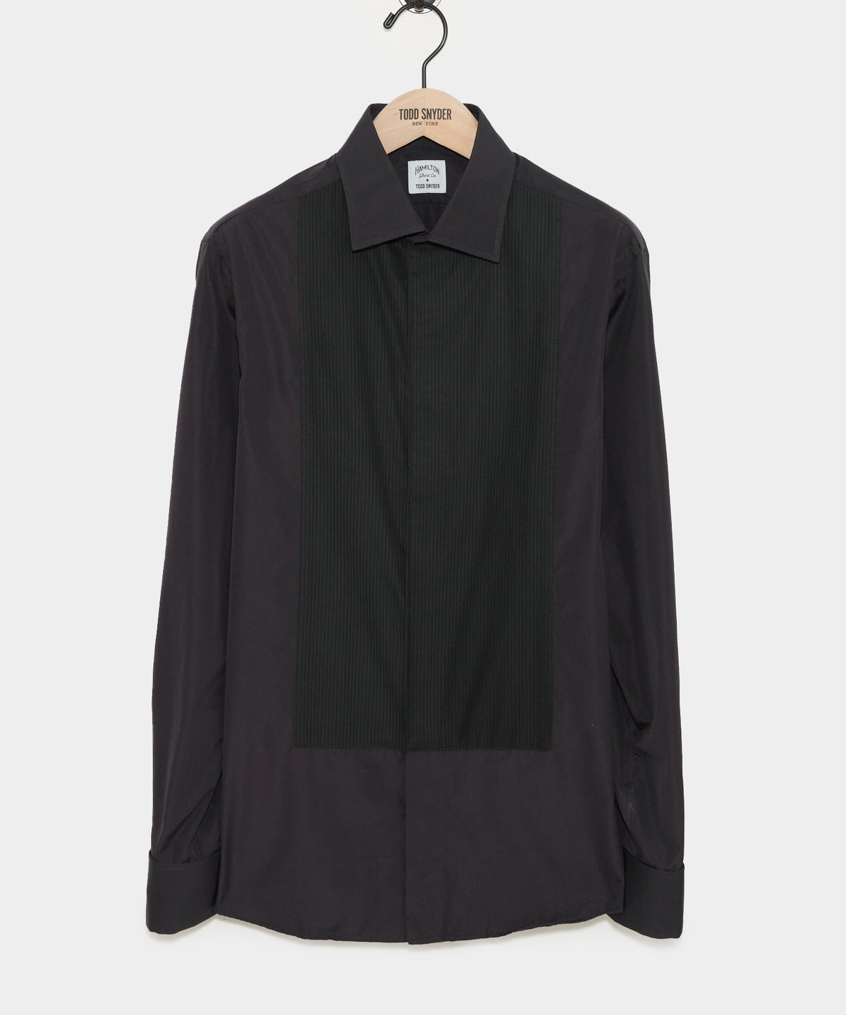 Hamilton + Todd Snyder Cotton Pleated Spread Collar Tuxedo Shirt - Black