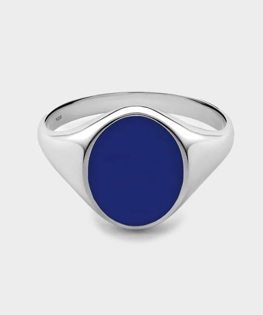 Miansai Sterling Silver Heritage Ring with Enamel - Blue
