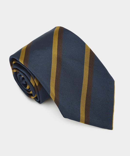 Italian Blue Gold Duo Stripe Tie - Blue