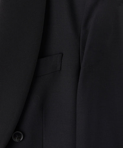 Italian Wool Double-Breasted Shawl Tuxedo Jacket - Black
