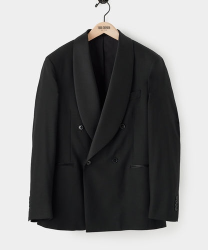 Italian Wool Double-Breasted Shawl Tuxedo Jacket - Black