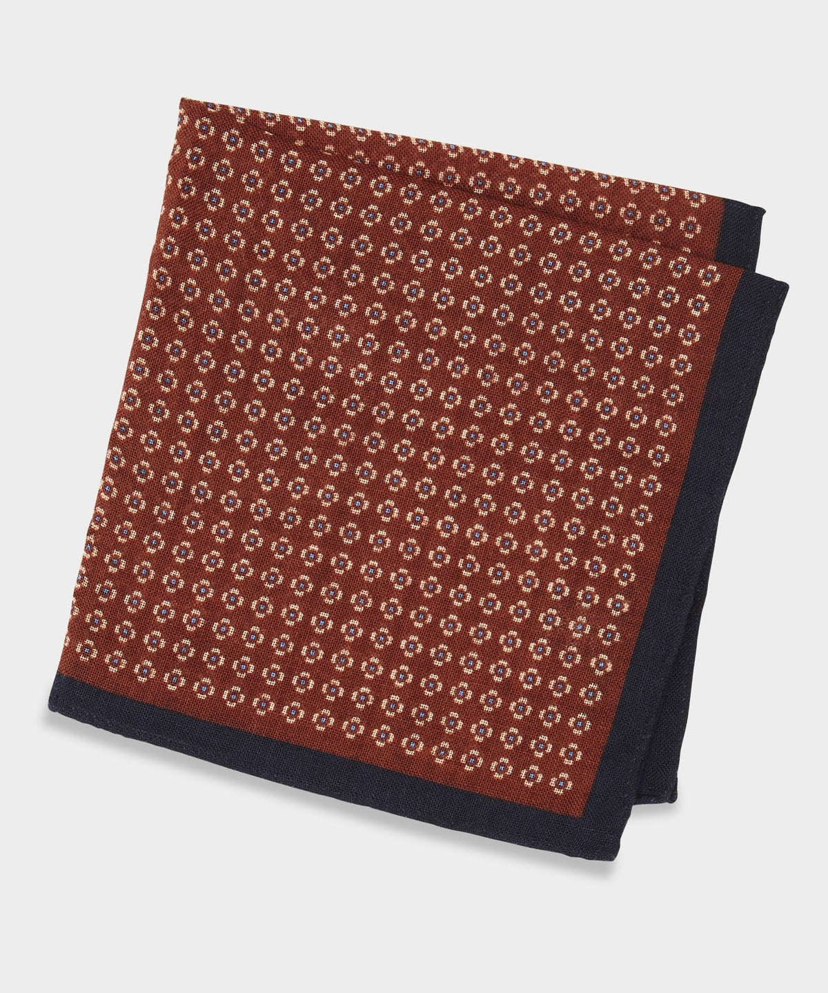 Italian Foulard Pocket Square - Rust
