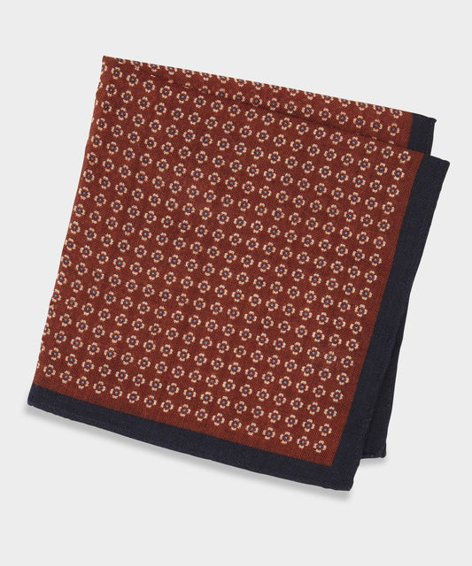 Italian Foulard Pocket Square - Rust