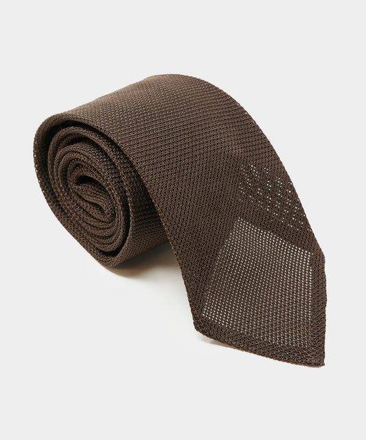 Italian Grenadine Silk Tie - Dark Brown