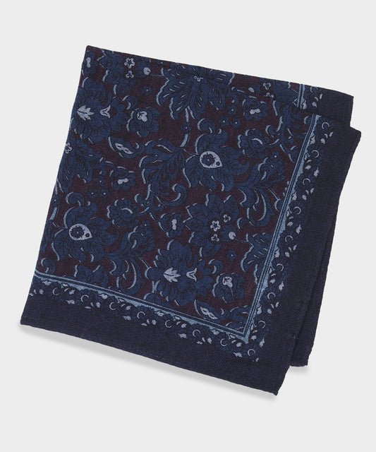 Italian Indigo Floral Pocket Square - Indigo