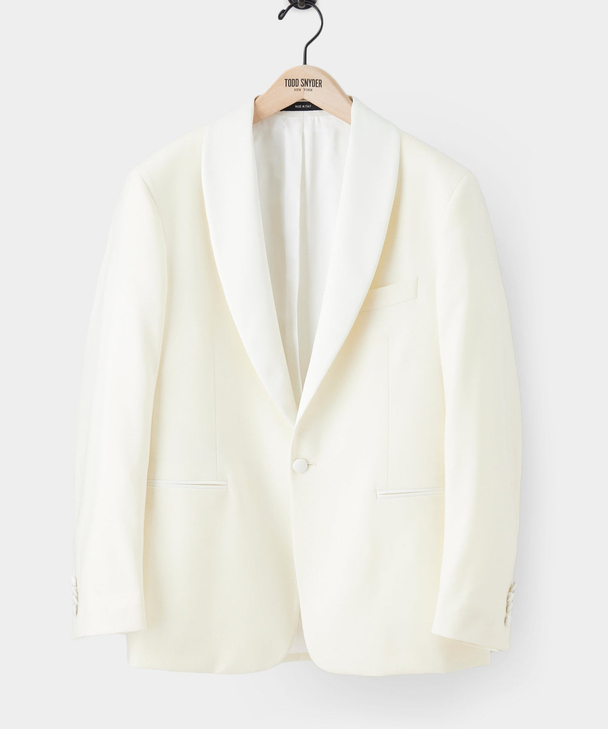 Italian Wool Shawl Tuxedo Jacket - Ivory