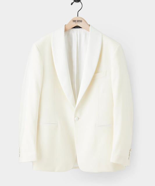 Italian Wool Shawl Tuxedo Jacket - Ivory