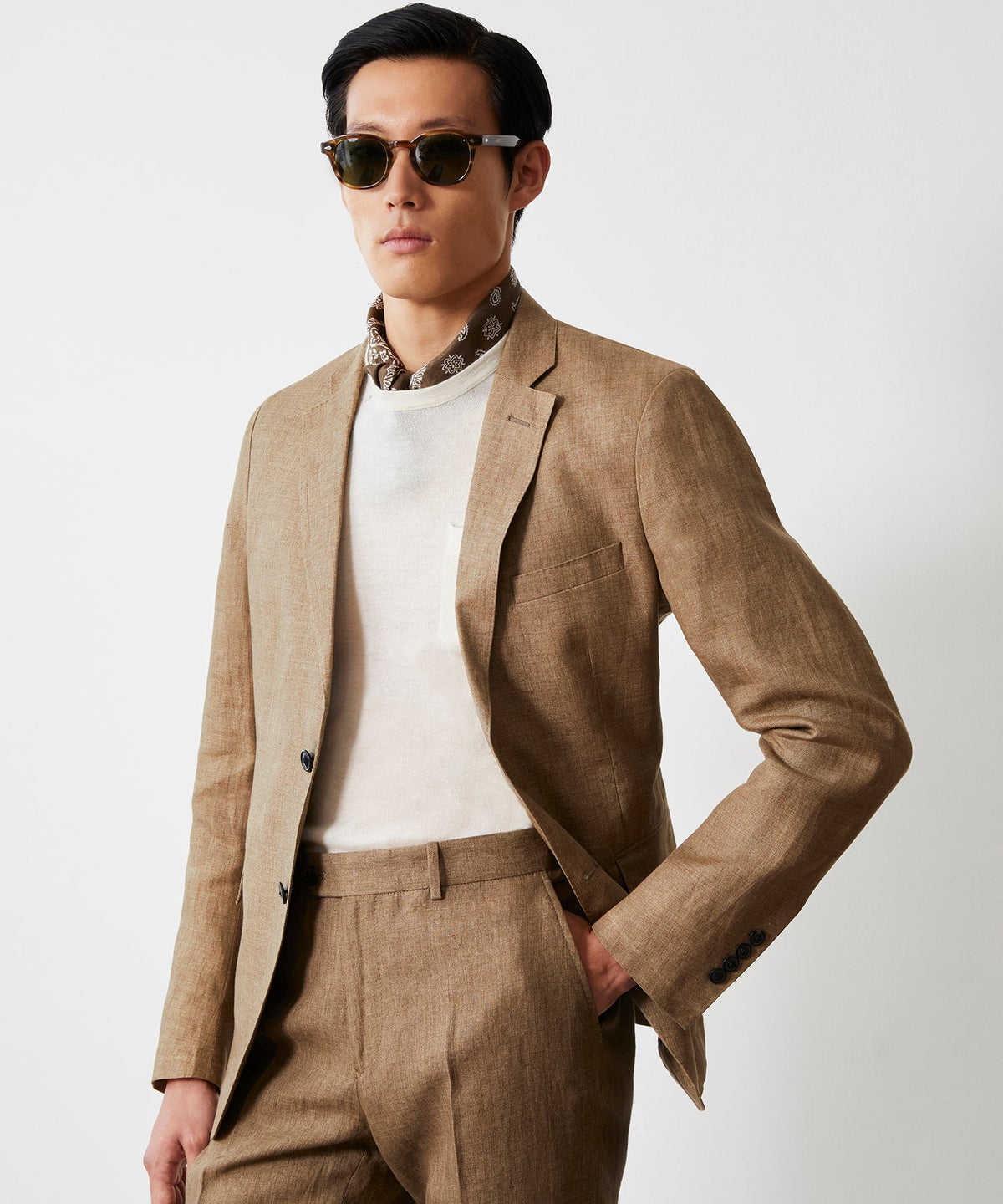 Italian Linen Sutton Jacket - Safari Tan|SAND