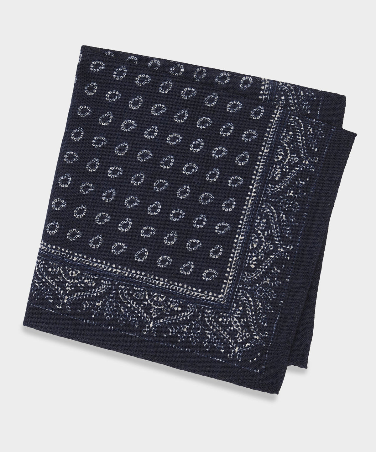 Italian Paisley Bandana Pocket Square - Navy
