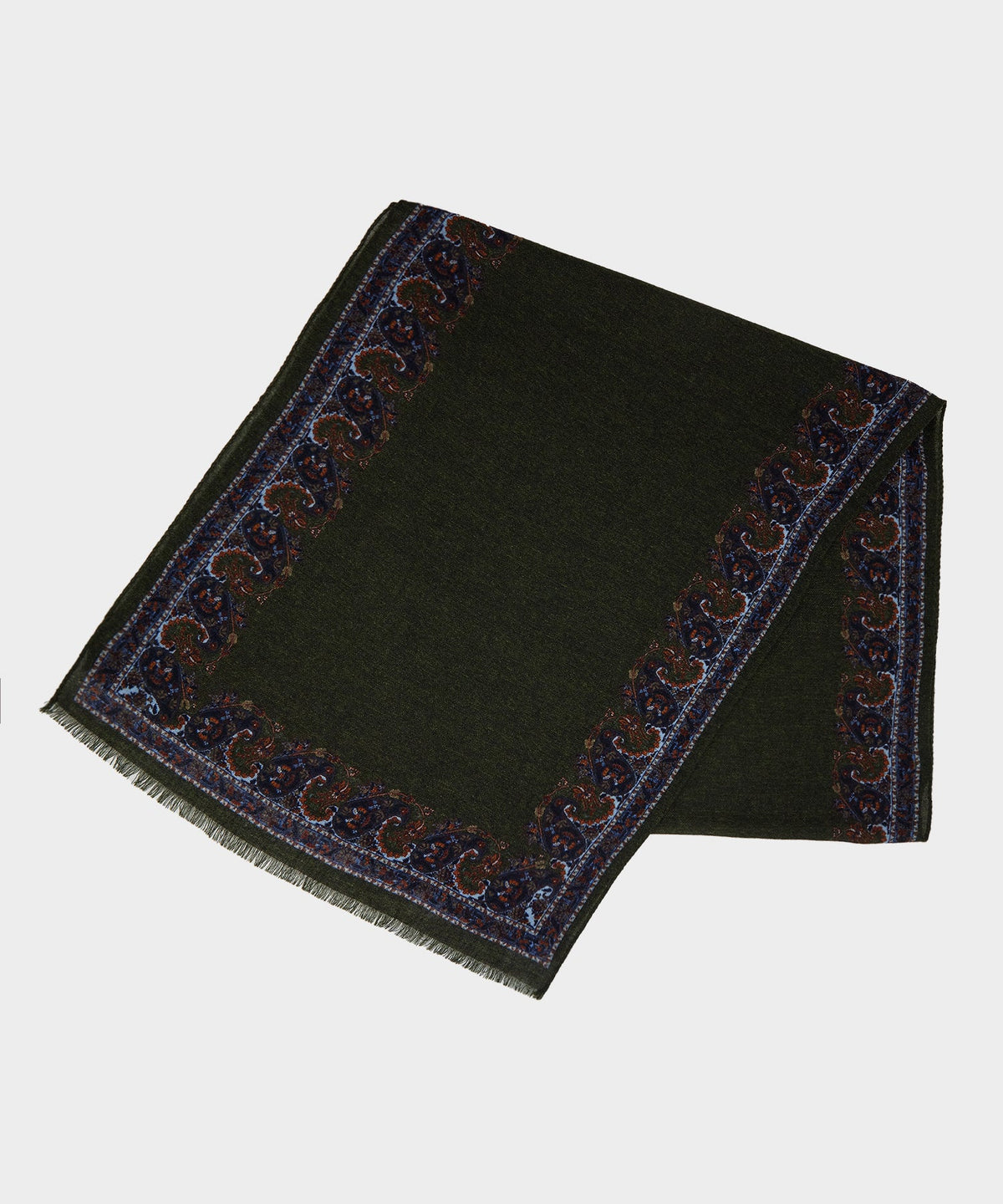 Italian Paisley Tailored Scarf - Olive