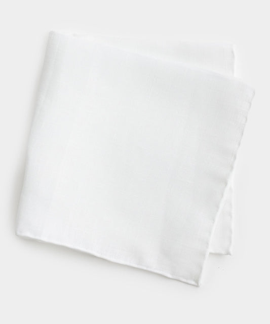 Italian Linen Pocket Square - White
