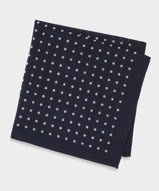 Italian Polka Dot Pocket Square - Navy