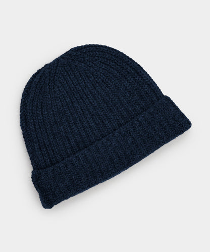 Italian Recycled Cashmere Beanie - Navy