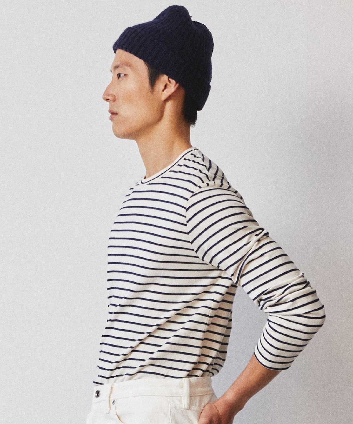 Italian Recycled Cashmere Beanie - Navy