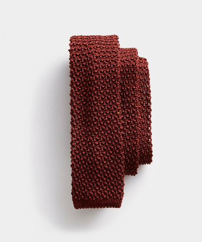 Italian Silk Knit Tie - Burgundy