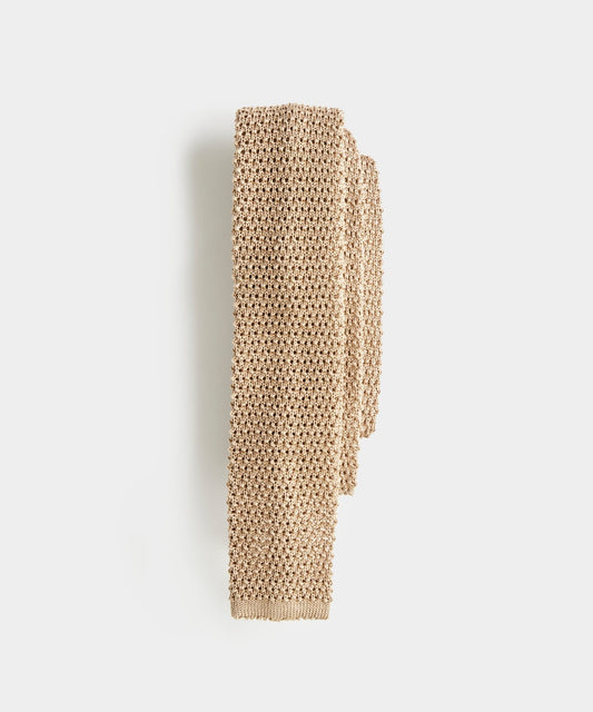 Italian Silk Knit Tie - Khaki