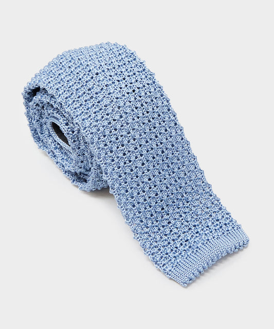 Italian Silk Knit Tie - Light Blue