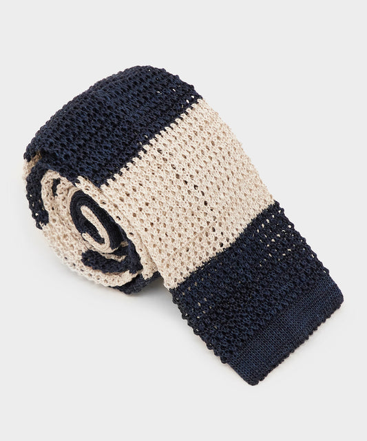 Italian Silk Knit Tie - Navy