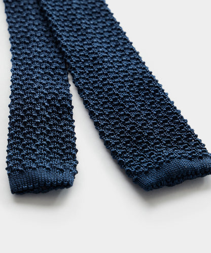 Italian Silk Knit Tie - Navy