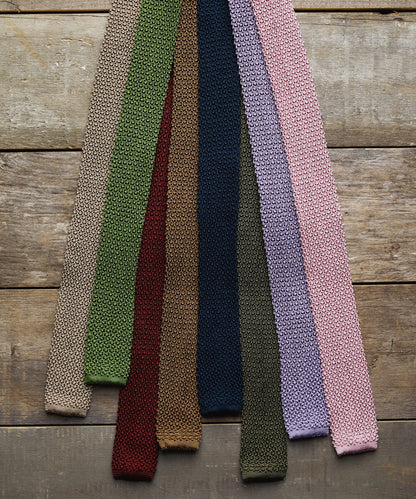 Italian Silk Knit Tie - Navy