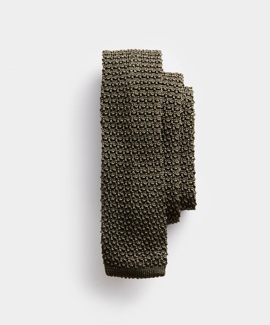Italian Silk Knit Tie - Olive