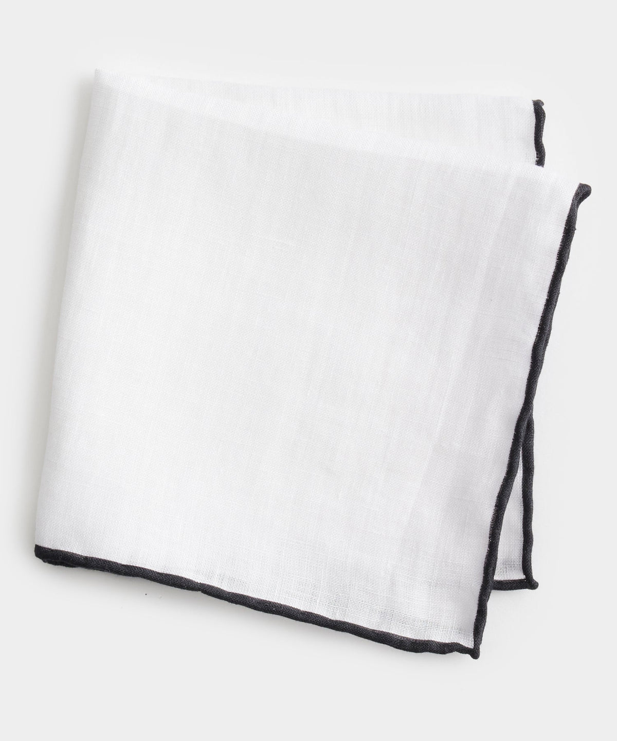 Italian Tipped Linen Pocket Square - Black