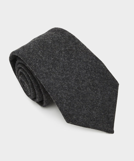 Italian Wool Flannel Tie - Charcoal