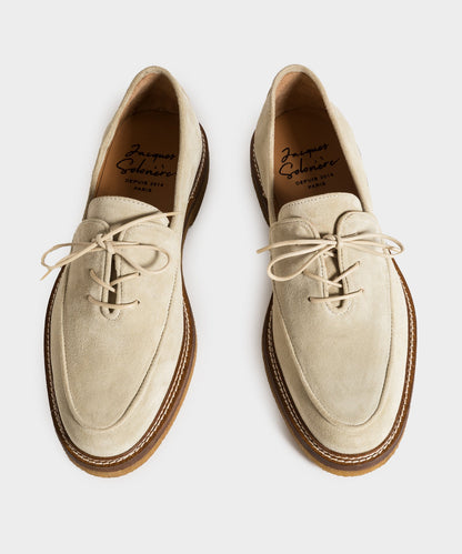 Jacques Solovière Oliver Laceup Derby Suede Shoe - Beige