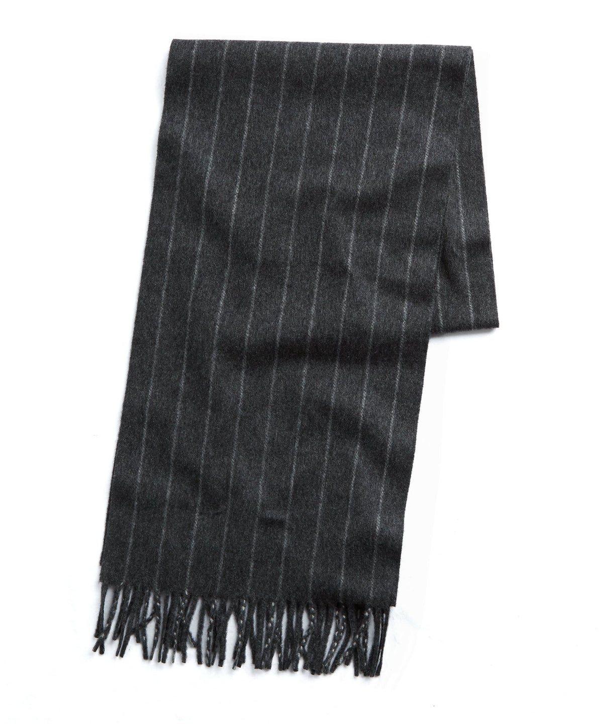 Joshua Ellis Charcoal Chalkstripe Cashmere Scarf - Charcoal