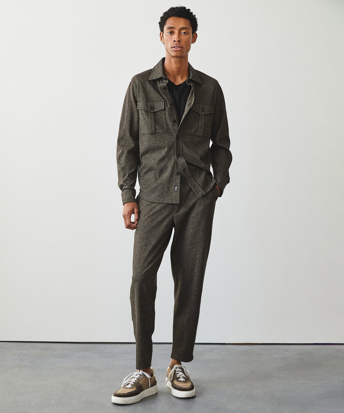 Knit Twill Utility Shirt - Black