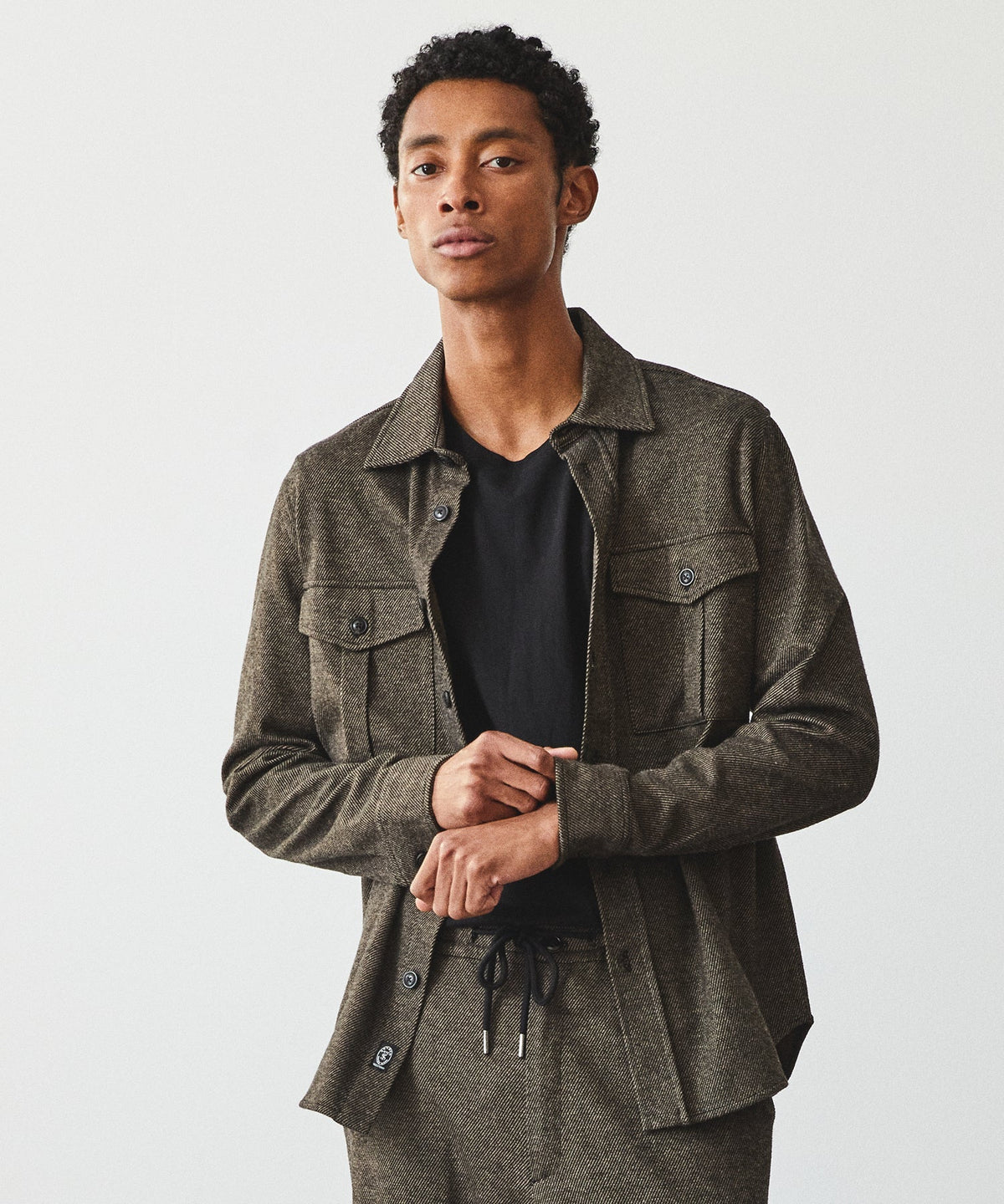 Knit Twill Utility Shirt - Black