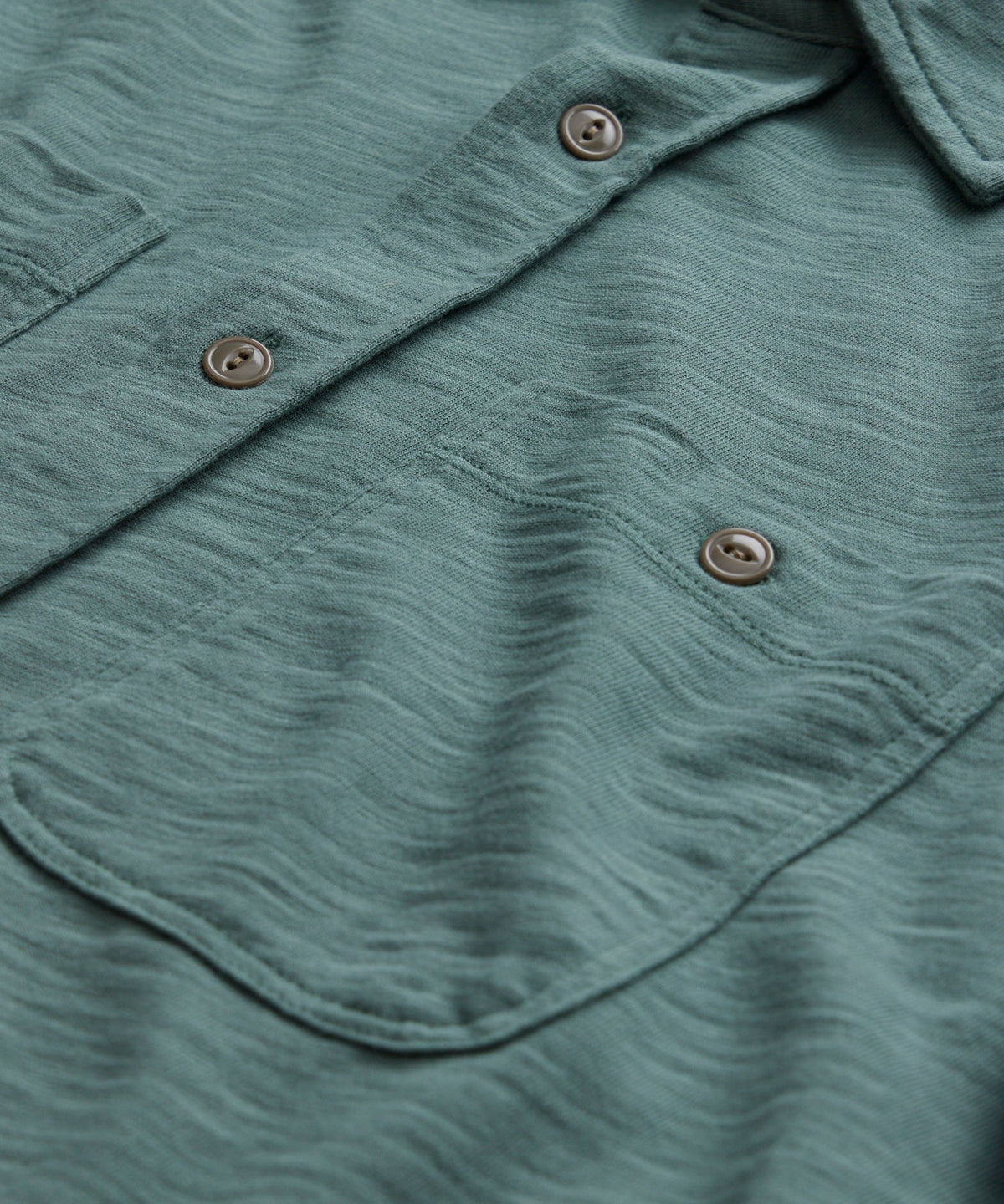 Long-Sleeve Slub Jersey Camp Shirt - Green Pewter
