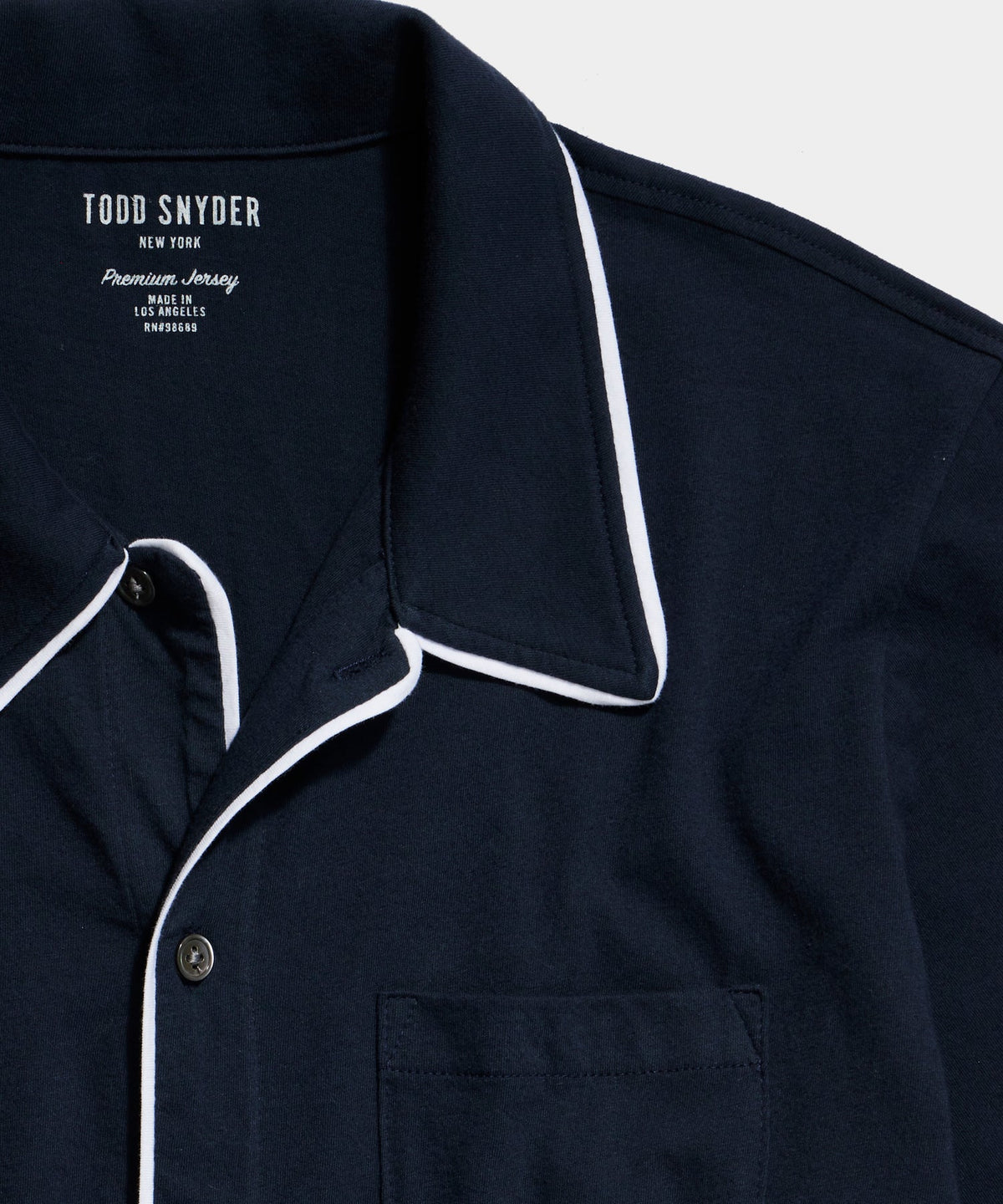 Made in L.A. Montauk Tipped Full Placket Polo - Navy
