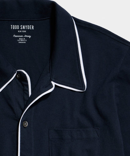 Made in L.A. Montauk Tipped Full Placket Polo - Navy